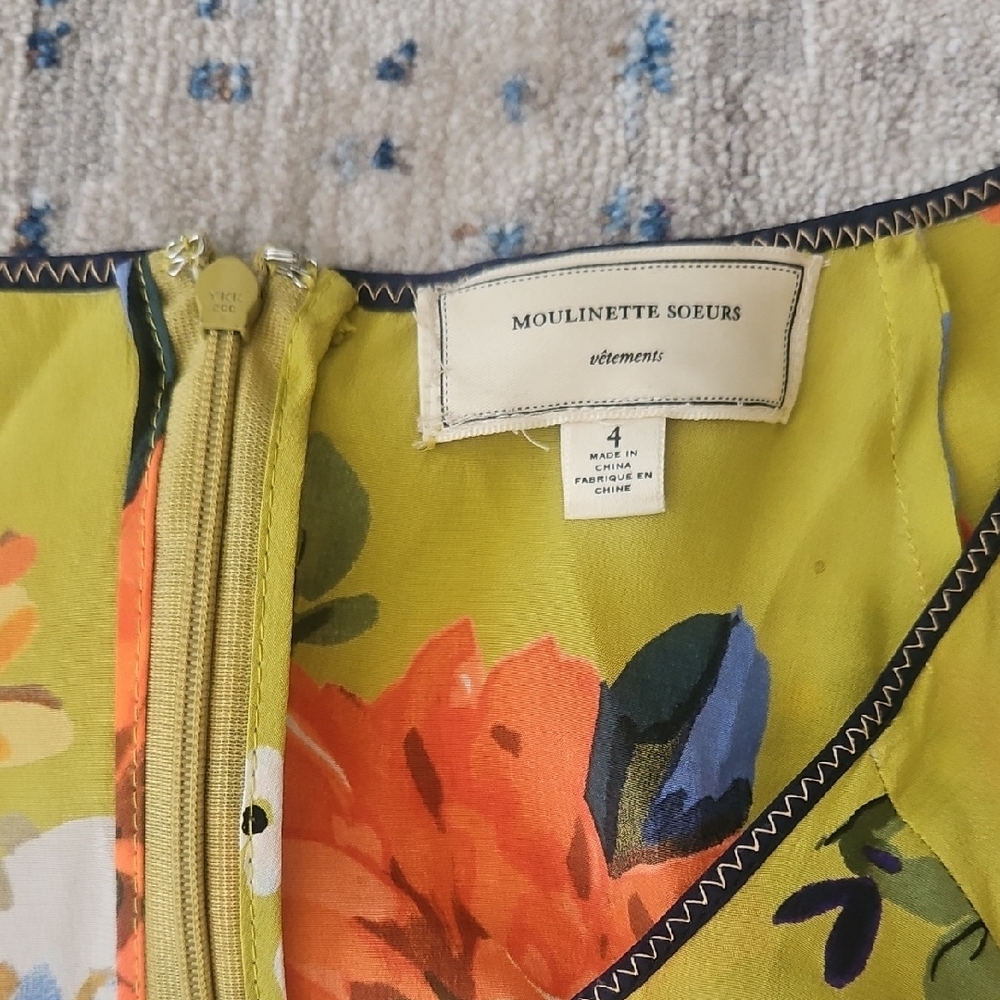 Anthropologie Orange Sundress with Flutter Sleeves and V-Neck - Picture 4 of 8